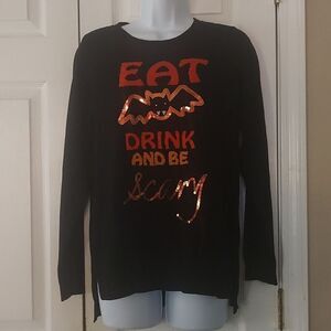 Halloween Verve Ami Eat Drink and Be Scary light weight halloween sweater  Sz  M
